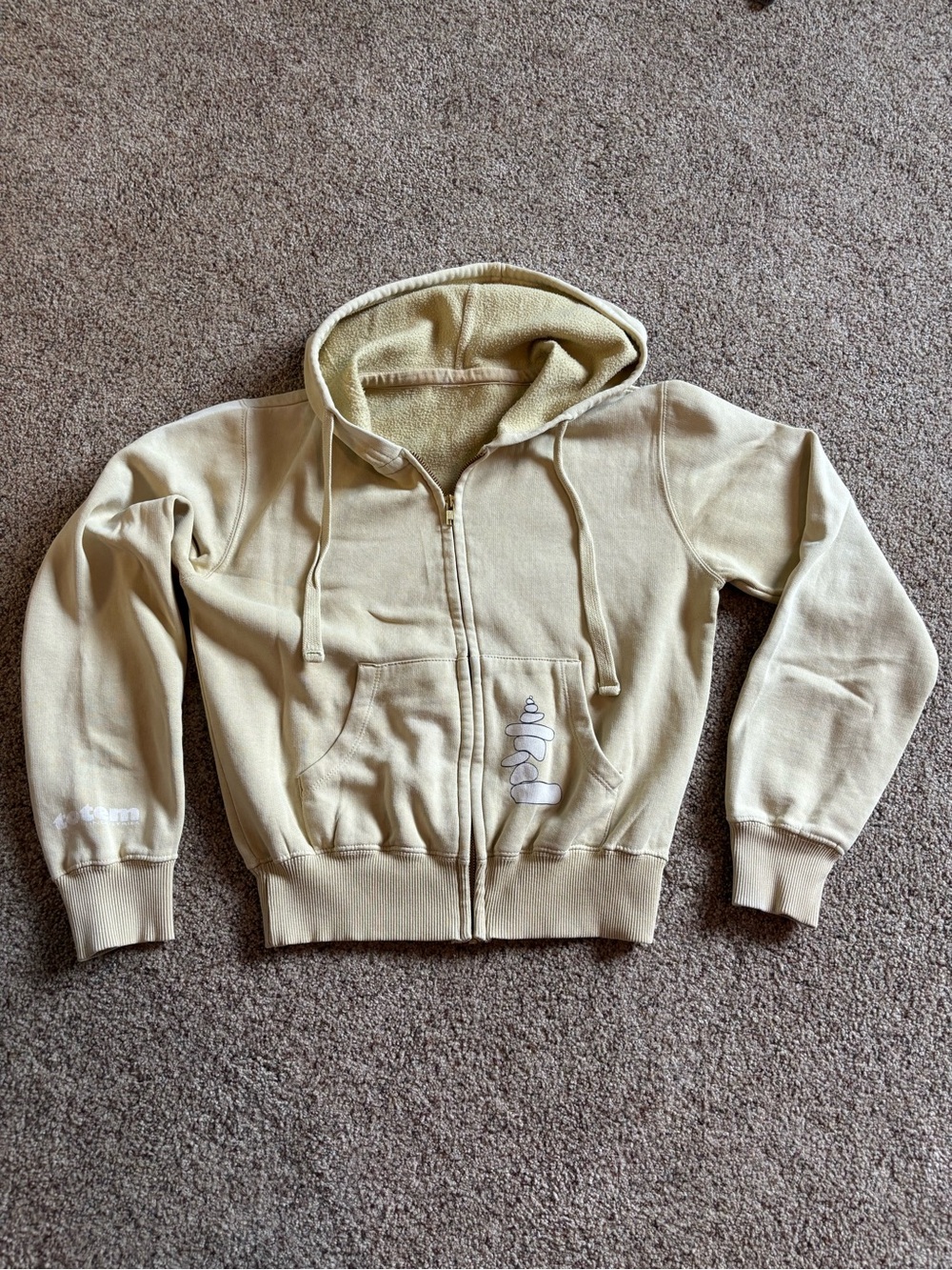 Women's Light Yellow Full-Zip Lined Cotton Hoodie